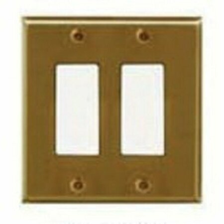 ATRON ELECTRO Atron Wallplate, 5 in L, 4-3/4 in W, 2-Gang, Metal, Brass 2-163RRBR